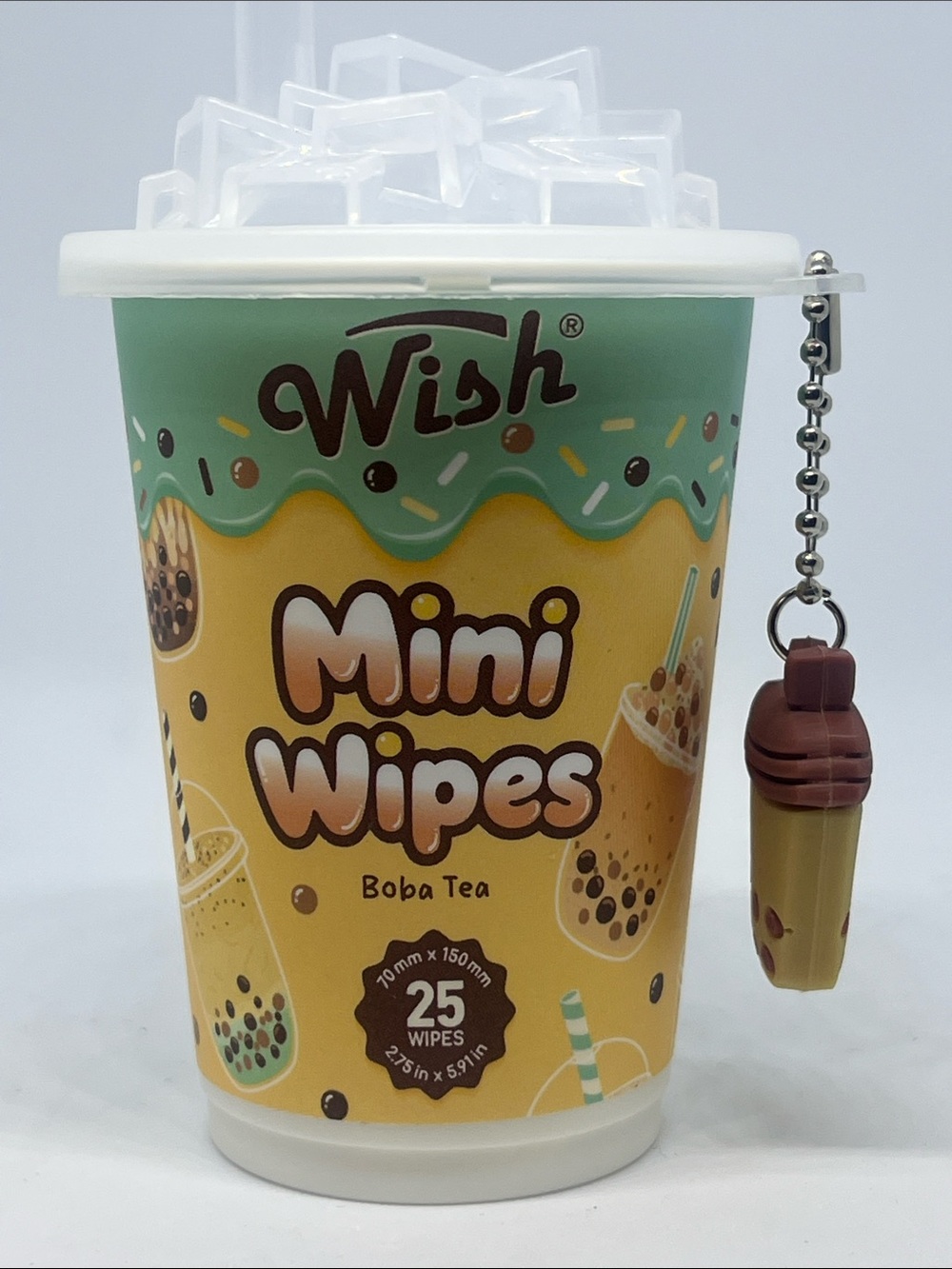 Wish Mini Wipes Boba Tea Cup - Yellow & Green